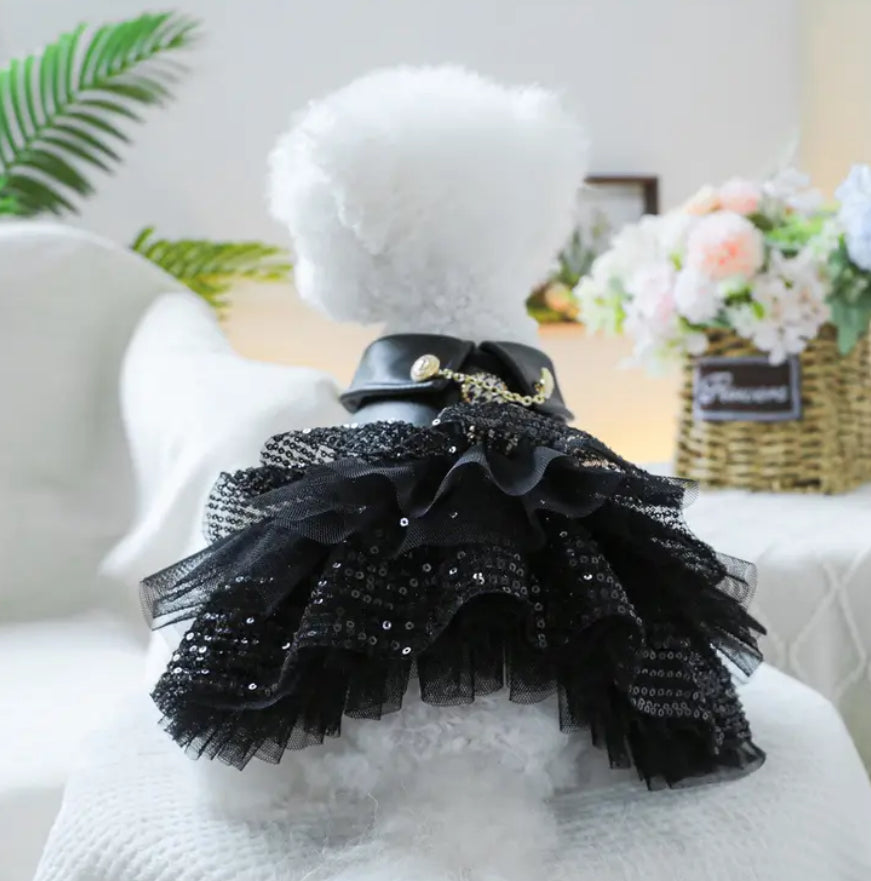 Sparkly Sequin Leather Mini Skirt for Pets