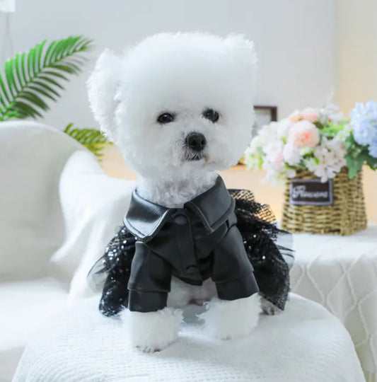 Sparkly Sequin Leather Mini Skirt for Pets