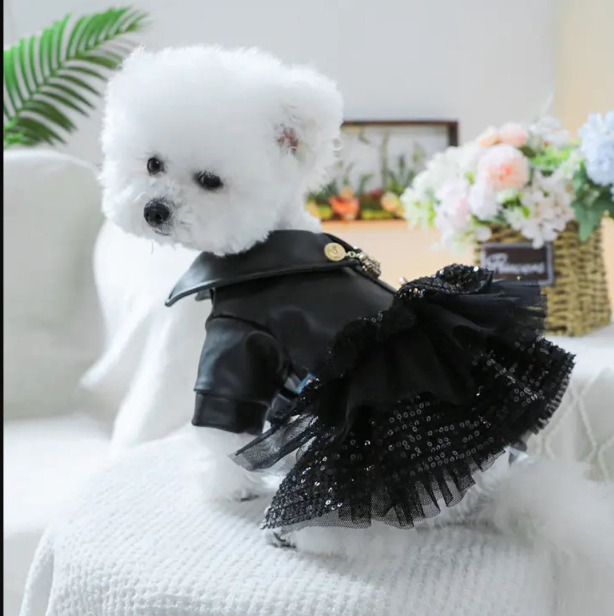 Sparkly Sequin Leather Mini Skirt for Pets