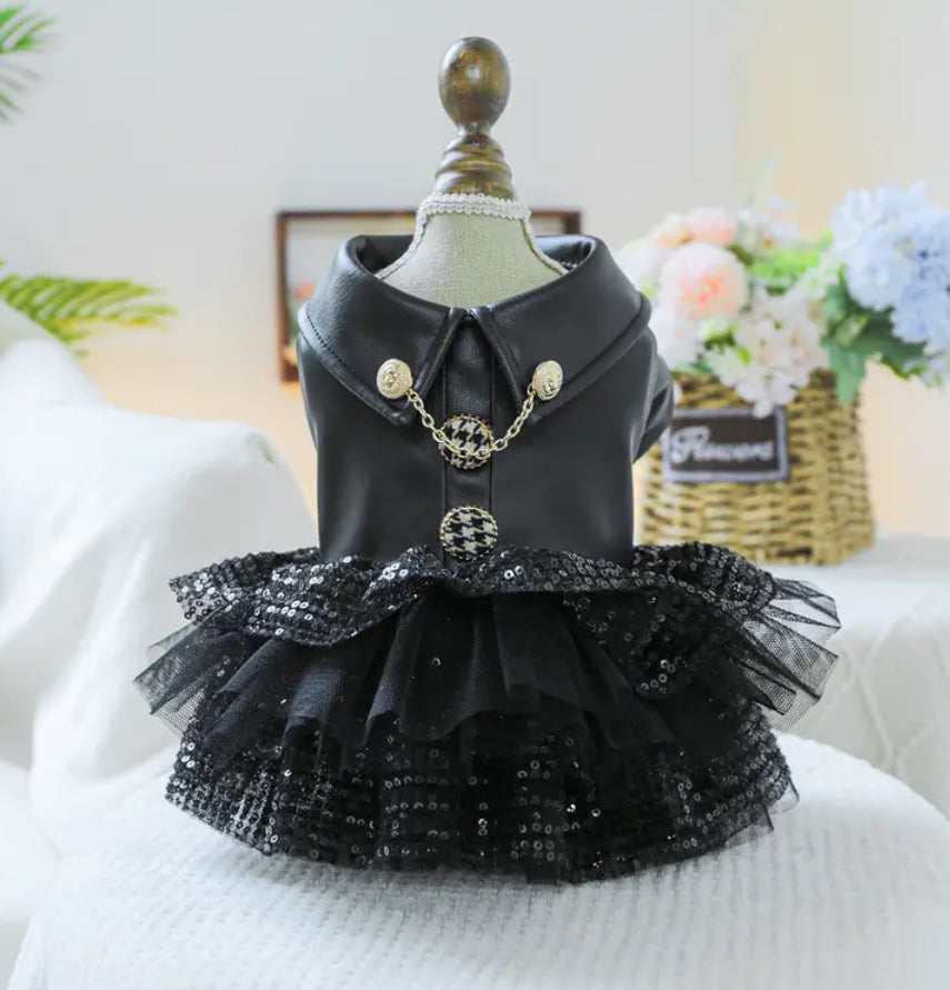 Sparkly Sequin Leather Mini Skirt for Pets