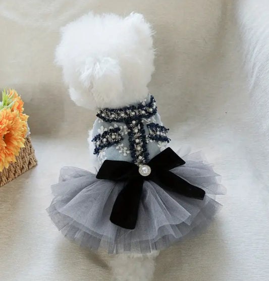 Elegant Gray and Blue Floral Pet Princess